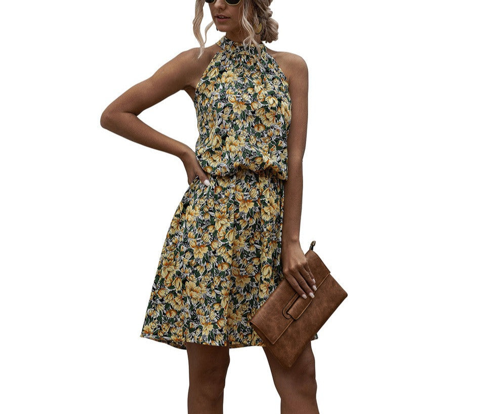 Halter floral print dress