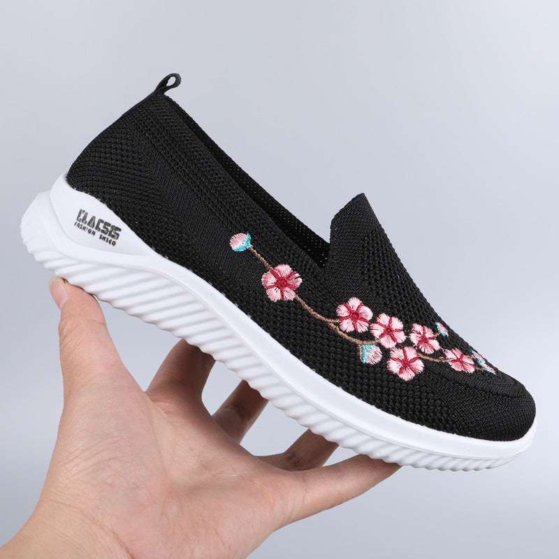 Summer Walking Shoes Women's Old Beijing Cloth Shoes Women's Mesh Breathable Casual Mom Shoes