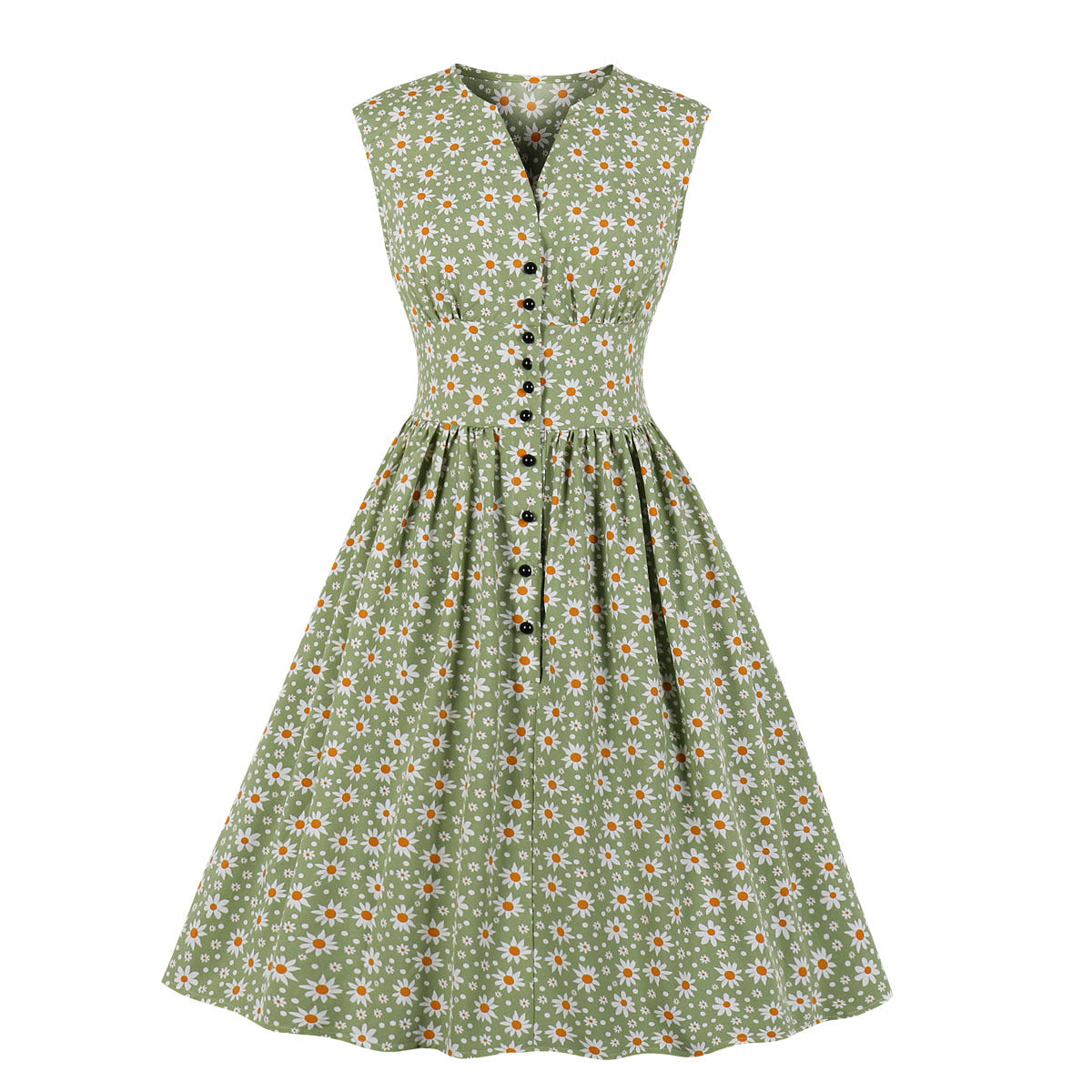 Retro Floral Sleeveless Dress for Women with Long Length