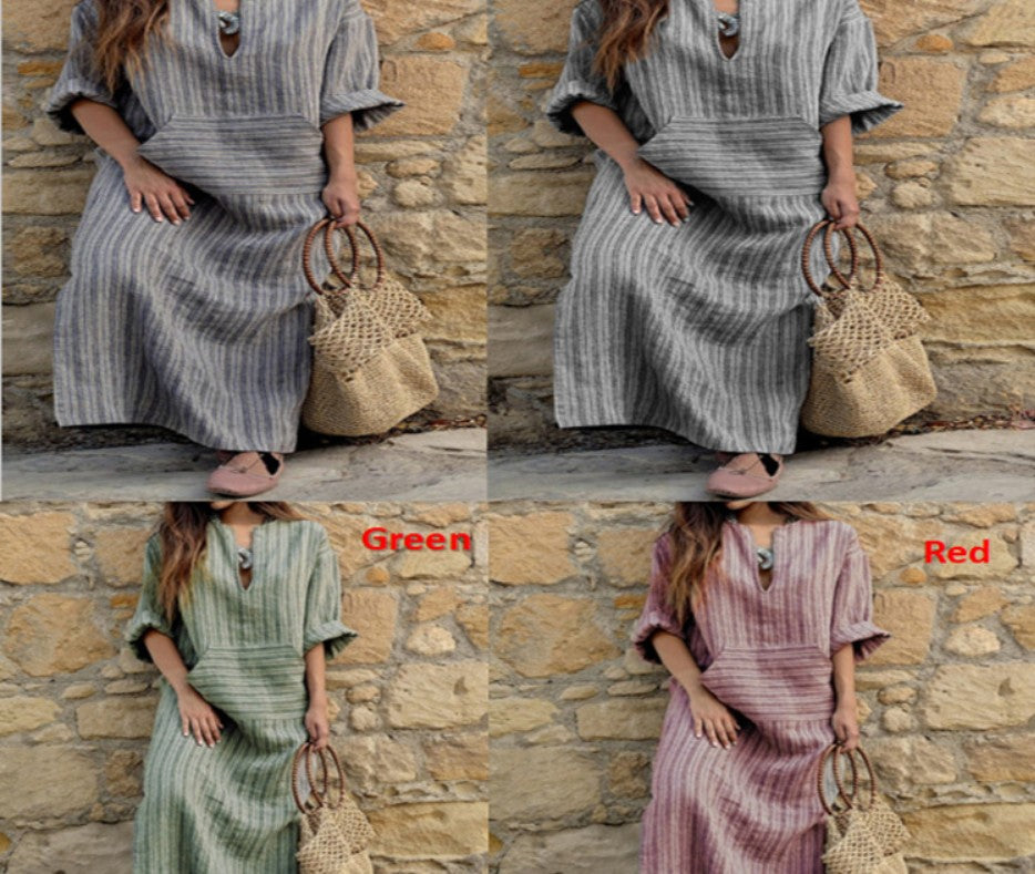 Cotton and linen loose long dress