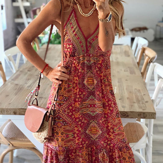 Explore Bohemian Vibes in a Printed Strap Dress