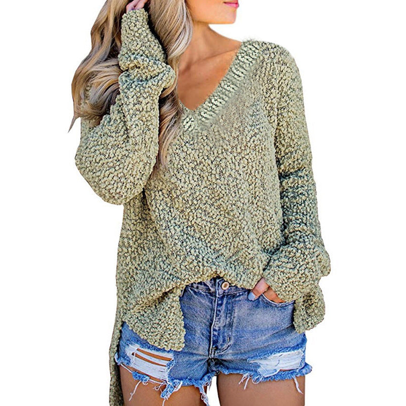 Ladies' Grain Fleece V-neck Split Pullover Sweater