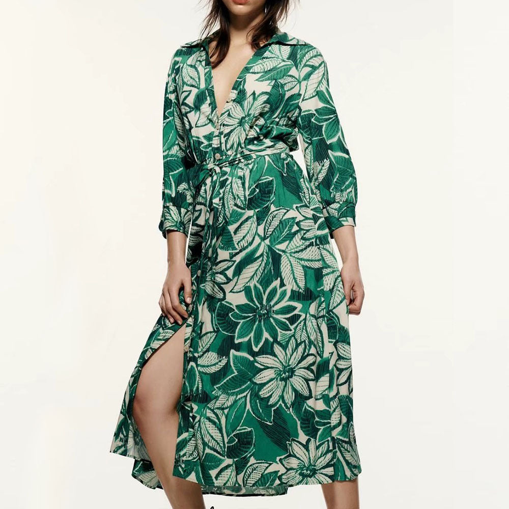 New Hot Selling Women's Printed Shirt Dress