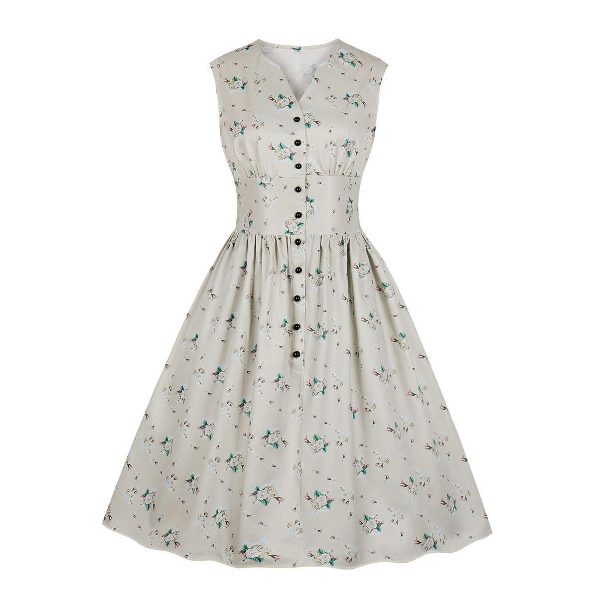 Nice-forever Casual Elegant Floral Print Sleeveless With Button