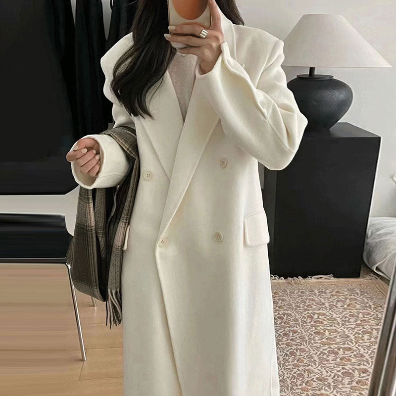 Irregular Cufflink Design Woolen Coat Coat Woman