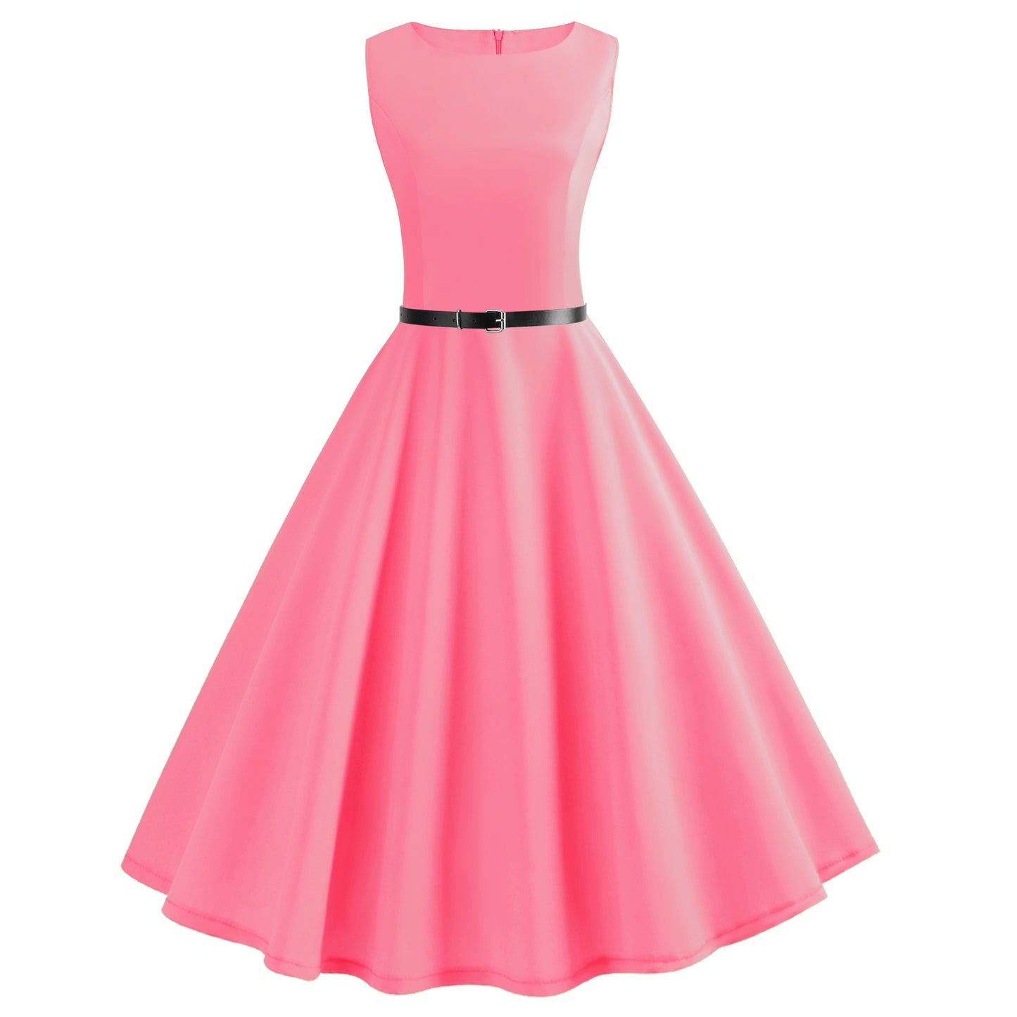 Retro Hepburn Style S50 Cinched Swing Dress with Belt: A Popular and Fashionable Choice