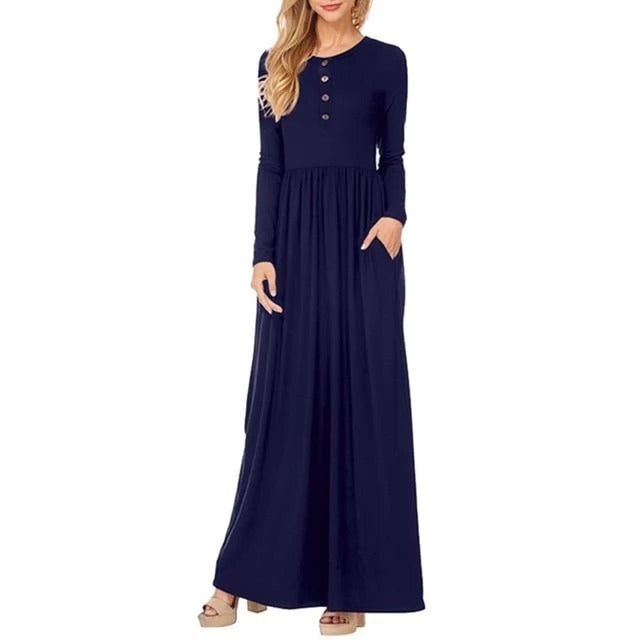 Women's Long Sleeve Dress with Convenient Pockets