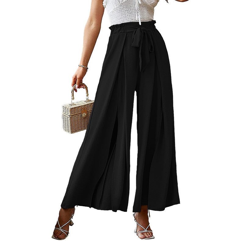 High-Waist Pleated Wide-Leg Pants with a Loose Fit