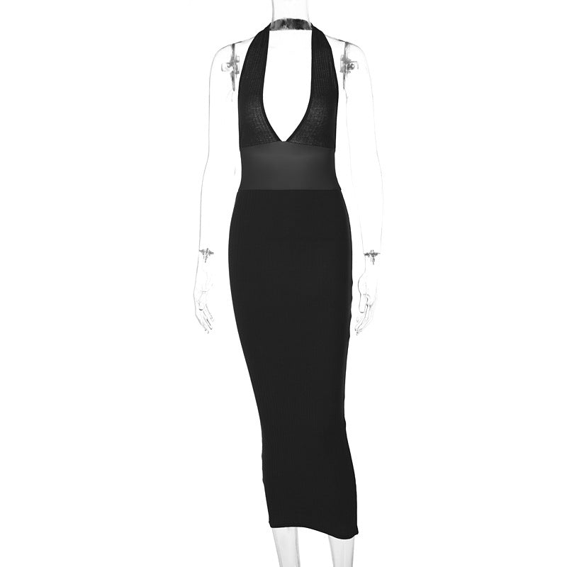 Sexy Halter Halter V-neck Fashion Slim Dress Women