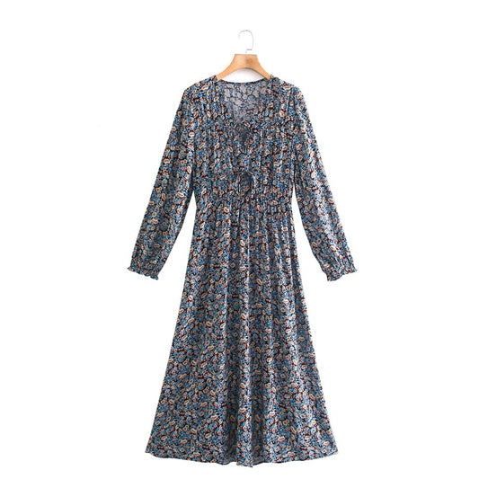 Women's Fashionable Long Casual Dress with Floral Print