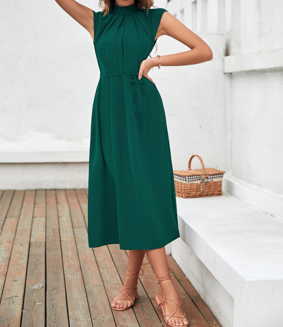 Solid Color Canvas Dress for Women
