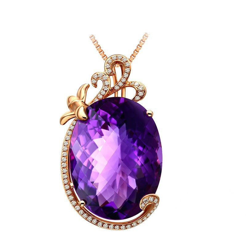 Amethyst Pendant Inlaid Color Gemstone Necklace