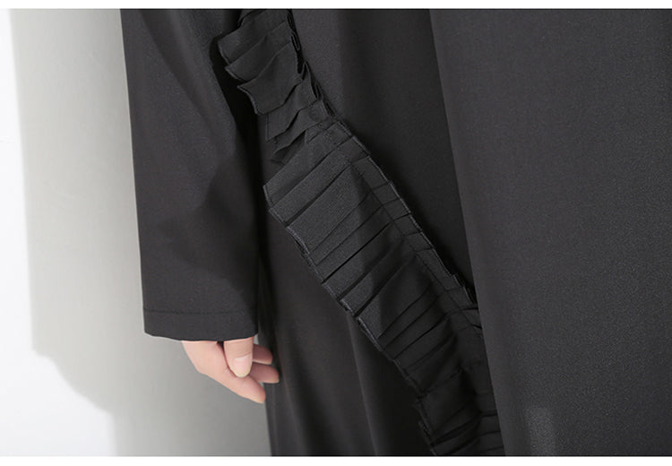 Women's Fashion Vintage Black Irregular Pleated Skirt