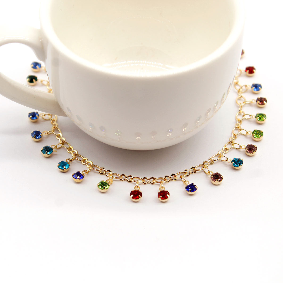 Women's Crystal Micro Inlaid Colorful Diamond Ankle Chain