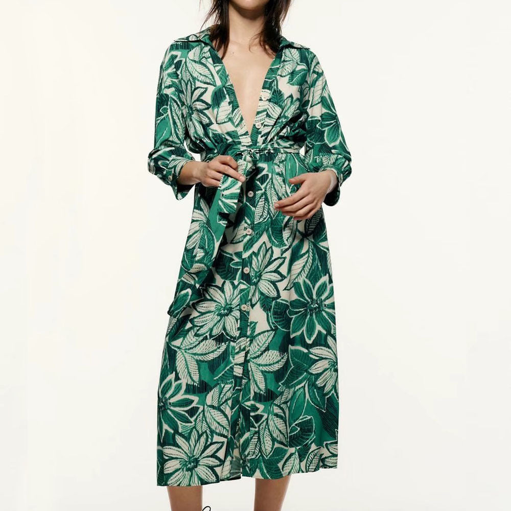 New Hot Selling Women's Printed Shirt Dress