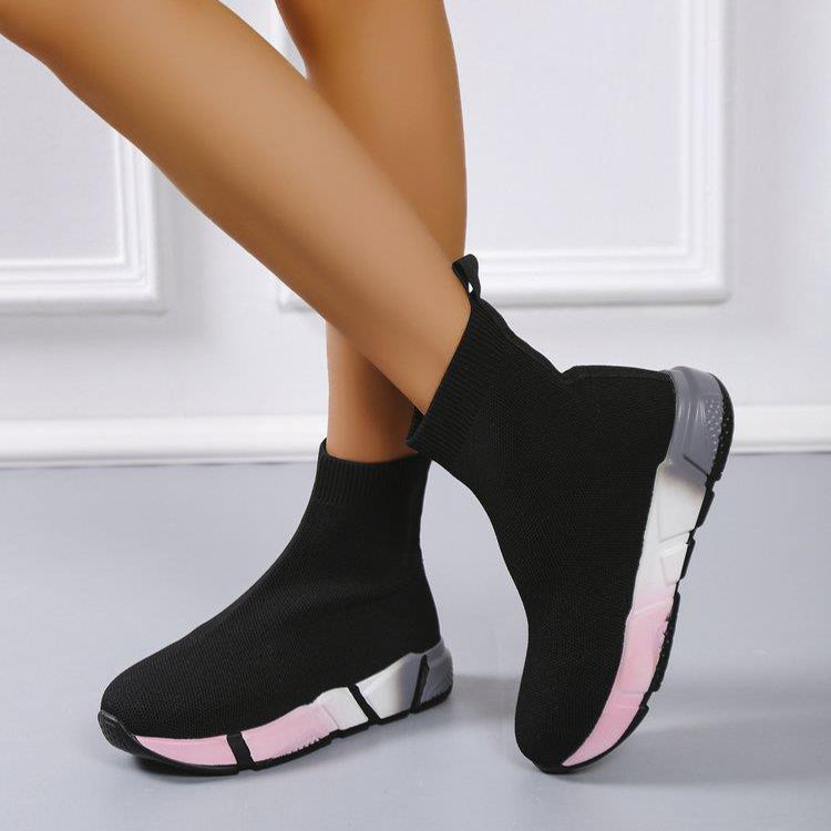 Iridescent Shoes Platform Black Ankle Boots For Women