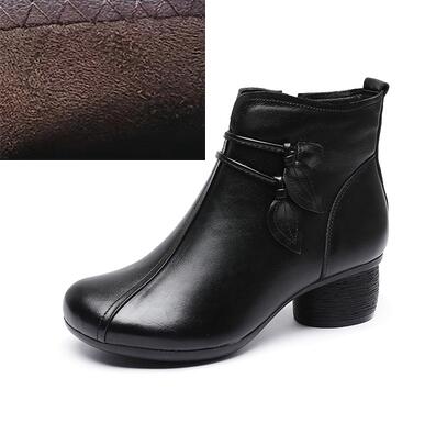 Plush Warm Boots for Women with Thick Heel