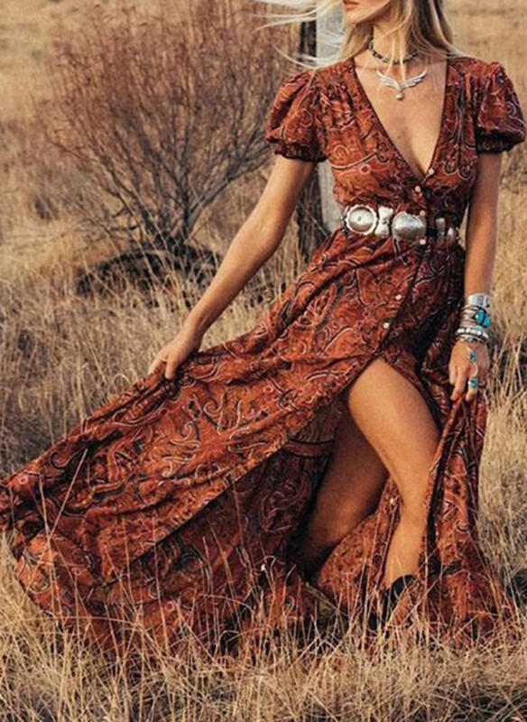 Stylish Bohemian Print Dress for Women