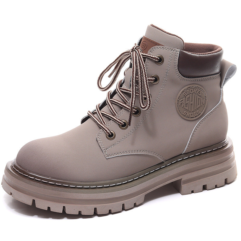 Women's All Match Leather Thick Sole Martin Boots