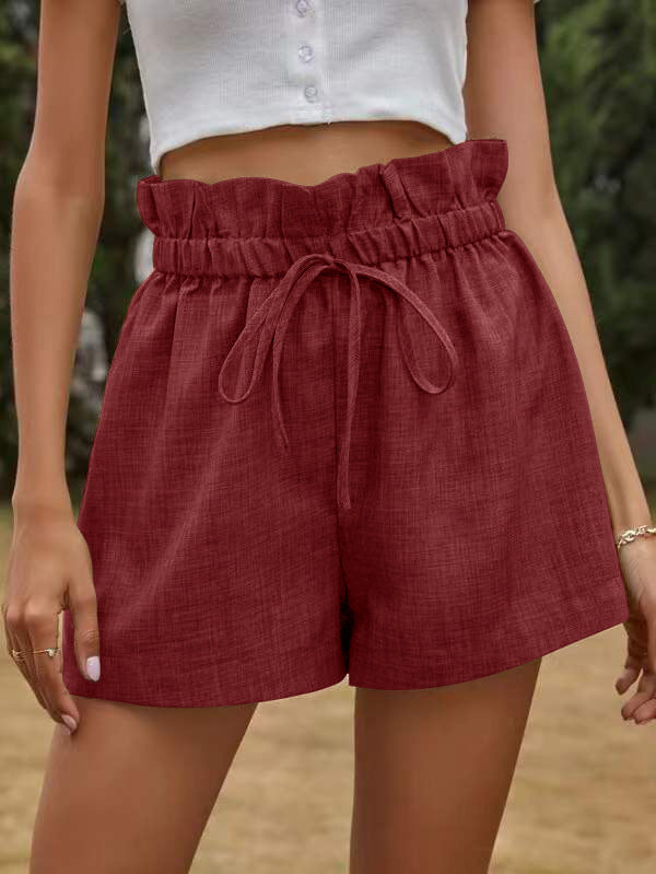 Women's Fashion High Waist Lace-up Loose Wide Leg Shorts