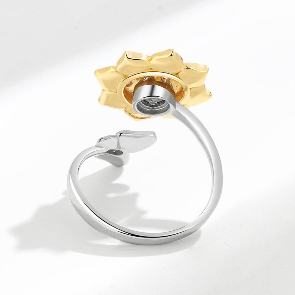 Fashion Adjustable Sunflower Rotating Ring