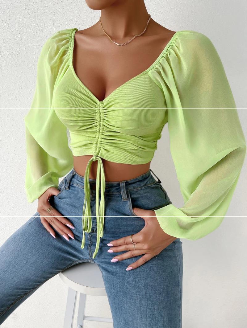 V-neck Mesh Sexy Top for Women