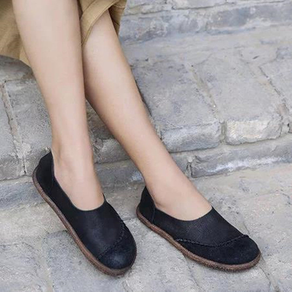 Casual Comfortabele Leren Loafer Met Platte Plateau