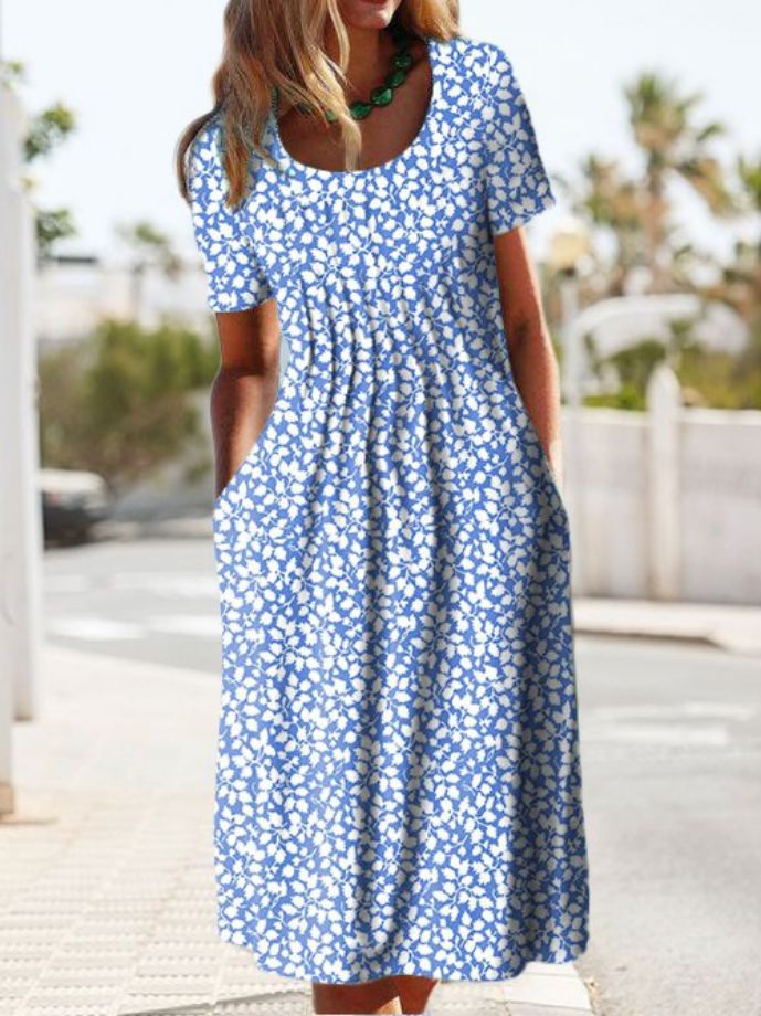 Long-Waisted Women's Printed Dress