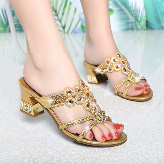 Summer Korean Medium Heel Sandals Female