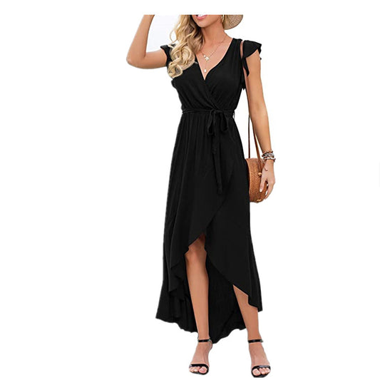 Step into Style with a Women's Irregular Swing Dress Featuring Slits and Straps