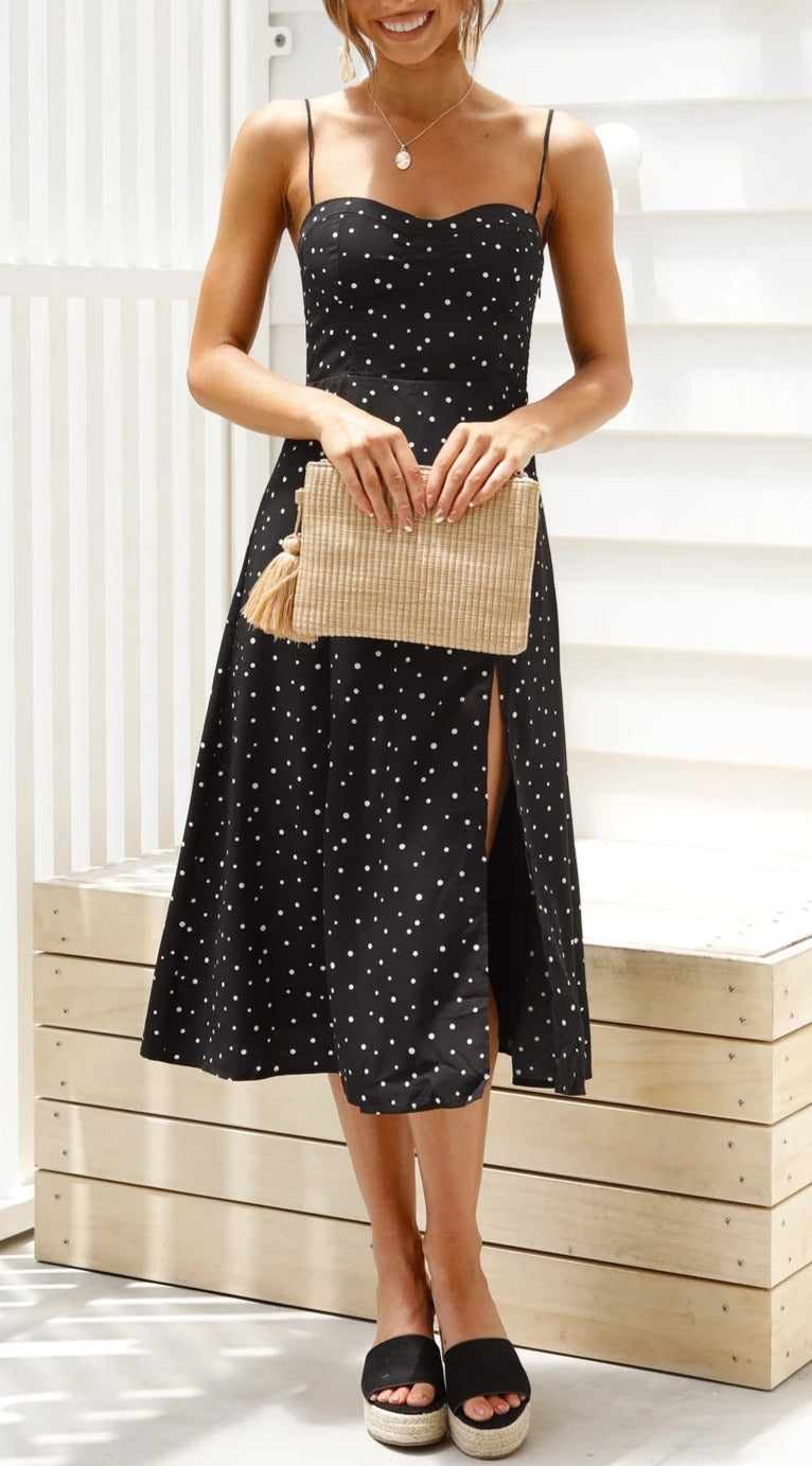 Women's Polka Dot Slit Dress