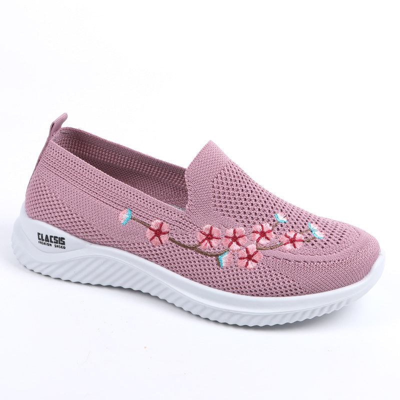 Summer Walking Shoes Women's Old Beijing Cloth Shoes Women's Mesh Breathable Casual Mom Shoes