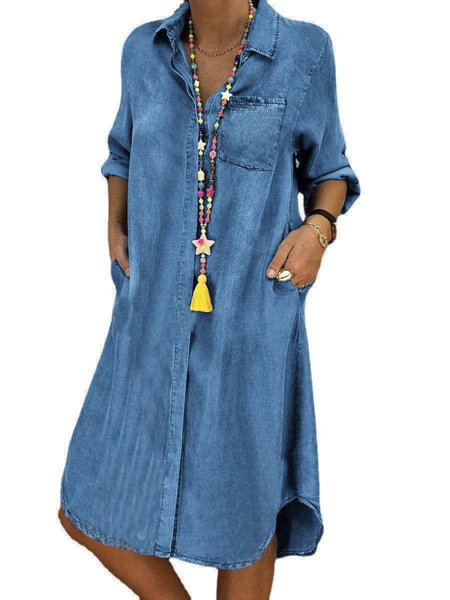 Women's Plus Size Denim Dress Solid Color