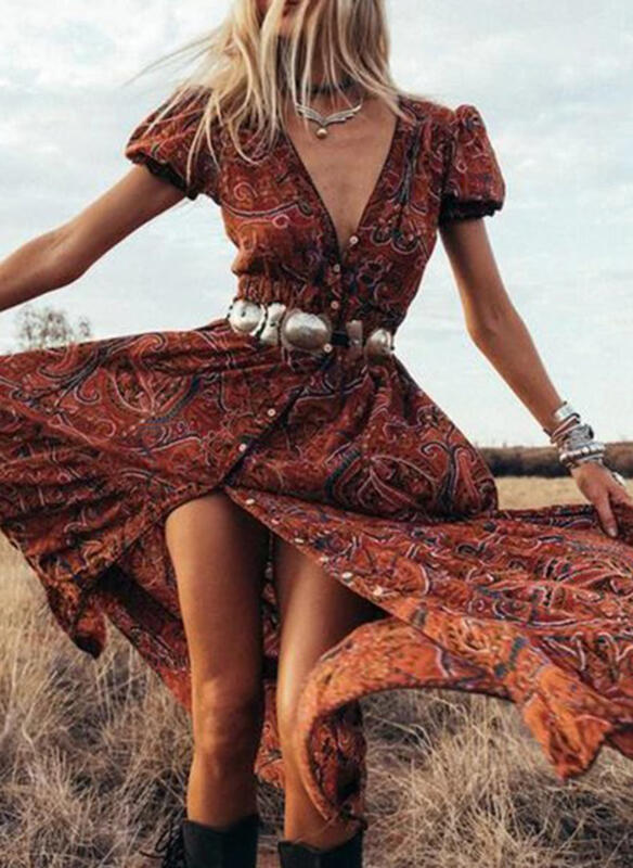 Stylish Bohemian Print Dress for Women