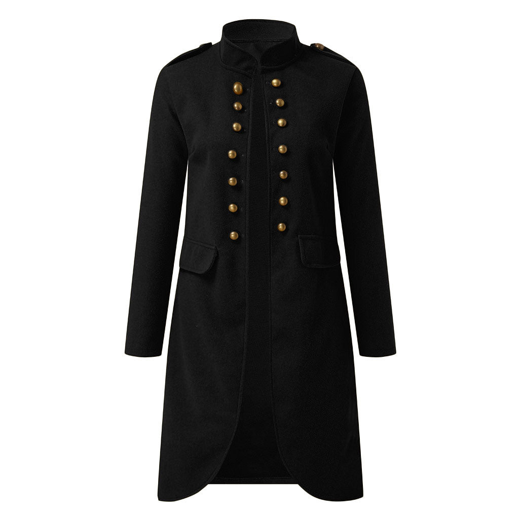 Long sleeve woolen button coat women's clothing