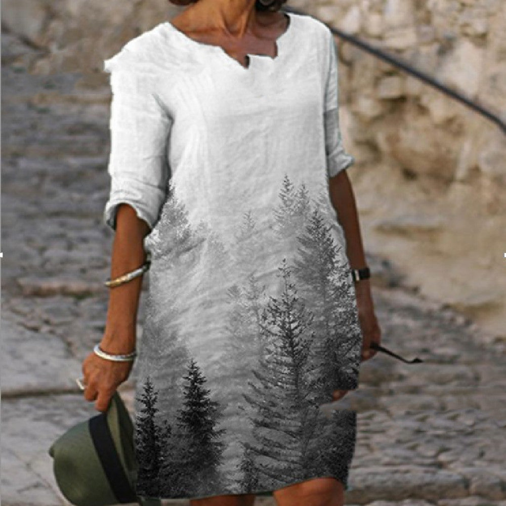 Women's Cotton Linen Loose Casual Dress