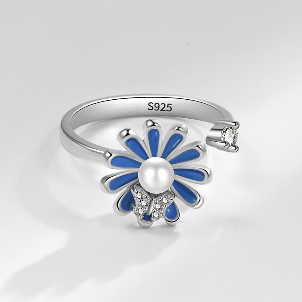 Fashion Adjustable Sunflower Rotating Ring