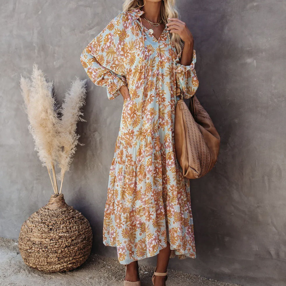 Ladies Dress Bohemian Long Small Floral Beach