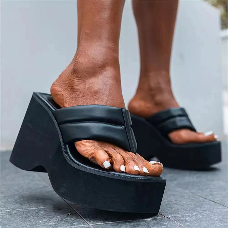 High Heel Flip Flops Sandals Women Summer Beach Shoes