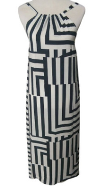 Black and White Print Loose Dress for Women