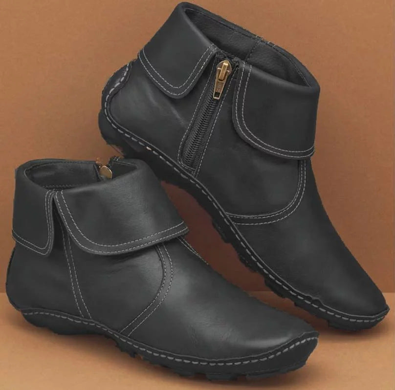 Zipper Flat Ankle Boots for Women