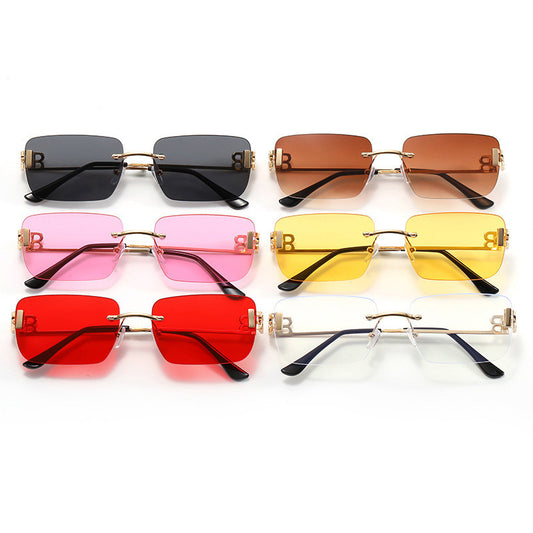 Men And Women Fashion Retro Rimless Small Lens Sunglasses