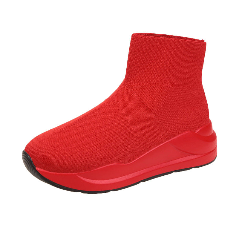 Women's New Thick Bottom Round Head Flying Socks Boots