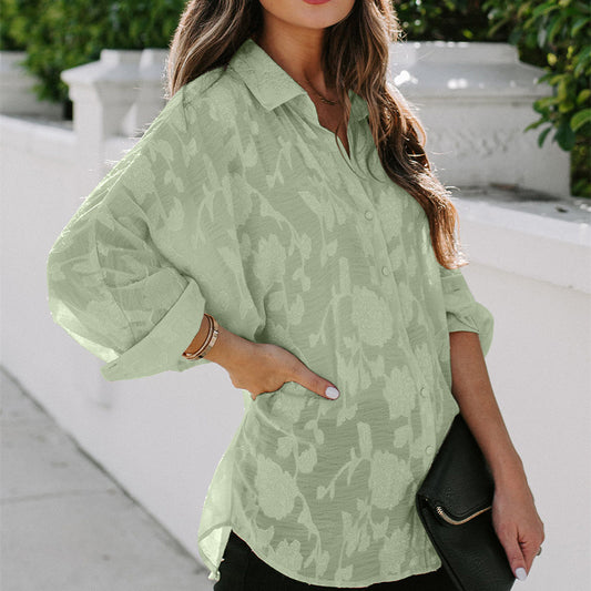 Solid Color Long-Sleeved Shirt