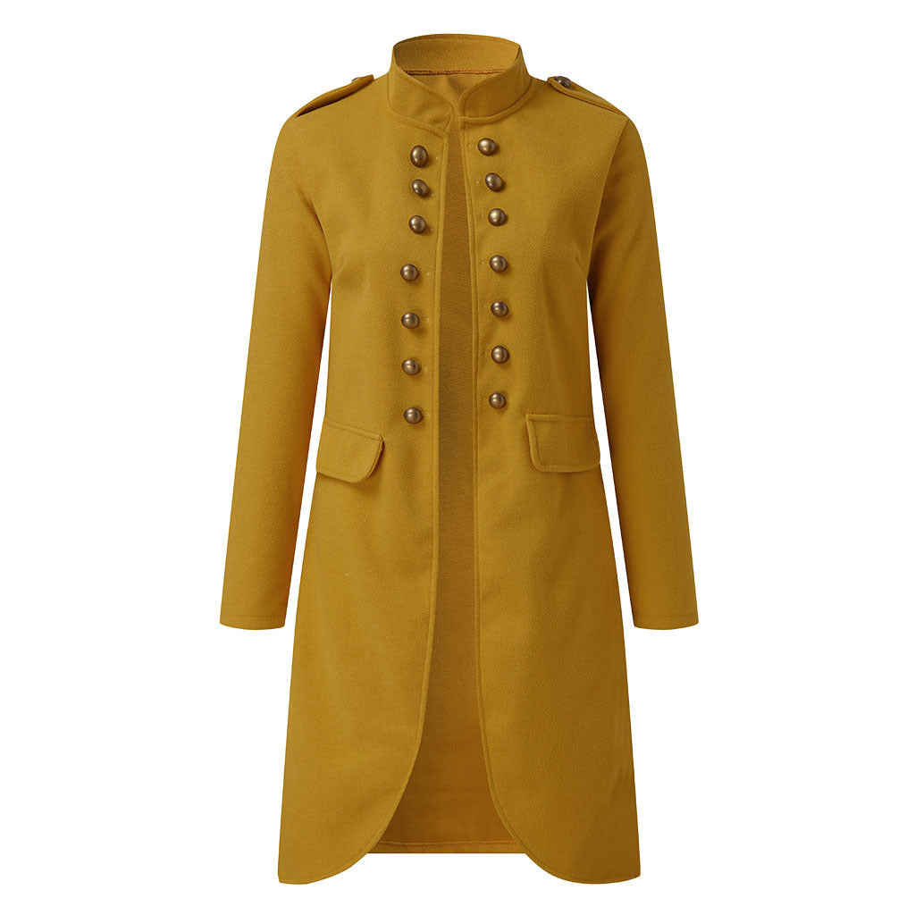 Long sleeve woolen button coat women's clothing