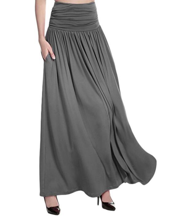 Solid Color Mid-length High Waist Skirt Large Swing Skirt