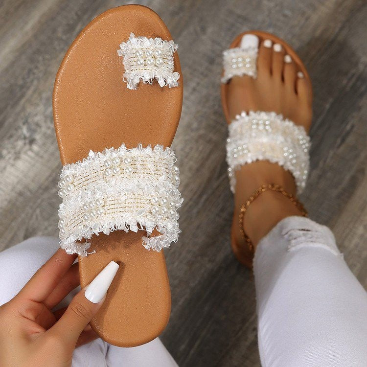 Women's Plus Size Bohemian Pearl Slippers