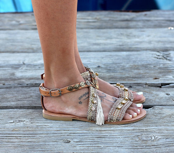 Flat Heel Beach Retro Roman Style Shoes Toe Sandals