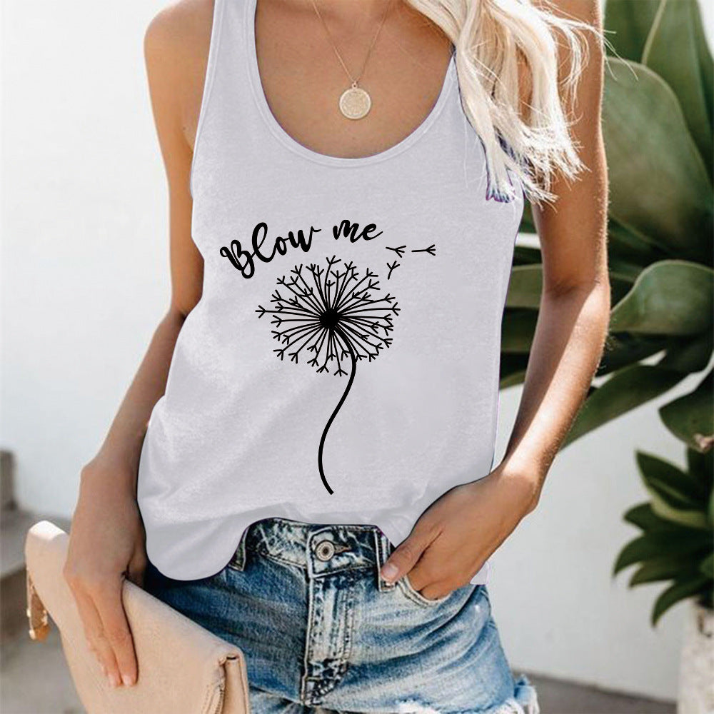 Women's Loose Round Neck Pullover Loose Vest T-shirt