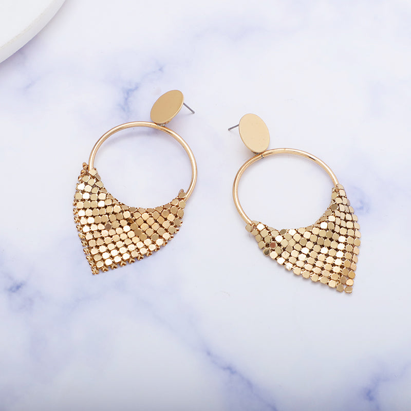Geometric Alloy Hollow Round Pendant Earrings Irregular Metal Small Round Earrings Daily Wear Gifts Fashion Jewelry Women